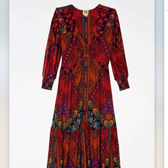 Farm Rio Yawanawa Stripes Ankle Length Dress - Picture 5 of 7